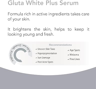 Novaclear Gluta White Plus Serum with Glutathione, Retinol and Vitamin C, for Skin Brightening/Reduce Wrinkle/Flawless Skin/Daily Care/Soft Skin/Natural Glow strong skin lightening properties.