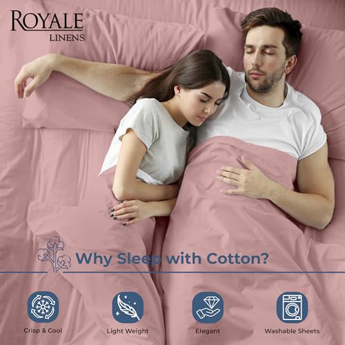 Image of Royale Linens 100% Organic Cotton Full Flat Sheet Only - Super Soft - Percale Top Sheets - Full Flat Sheet Sold Separately - Breathable, Cool & Crisp Pink Sheets Only (81 inch x 96 inch, Pink)