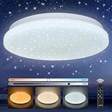 【Einstellbare Lichthelligkeit und Farbtemperatur】 LED Dimmbar Deckenleuchte mit der Fernbedienung kann die Lichtintensität von 10% bis 100% und die Farbtemperatur von 3000 K bis 6500 K eingestellt werden. Ändern Sie den Modus der Sternenhimmel Lampe von Warmweiß zu Neutralweiß und Kaltweiß. (Fernbedienung bracht 2 x AAA Batterie. Batterie nicht im Lieferumfang enthalten)