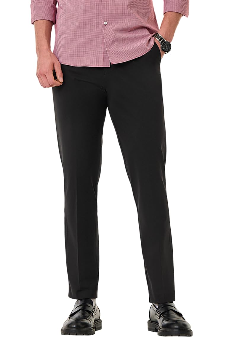 snitch Men Trousers for Casual Wear | Regular Fit Straight Leg Plain Front Mid Rise Style | Stretchable Polyester Blend Woven Fabric for Office & Summer Outings-picture-28