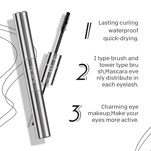 Miniatura 4 de Máscara 2 en 1 para pestañas cortas finas, cepillo grande y pequeño, máscara de pestañas voluminosa lavable para mujeres y niñas, color negro (1