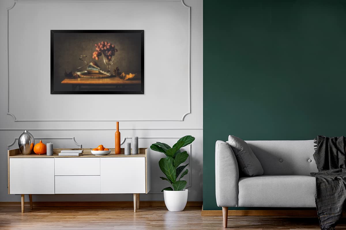 Poster Bilder Wanddeko Deko Wohnzimmer 120x80 cm Malerei - Stilleben - Glas - Weintrauben - Kunst