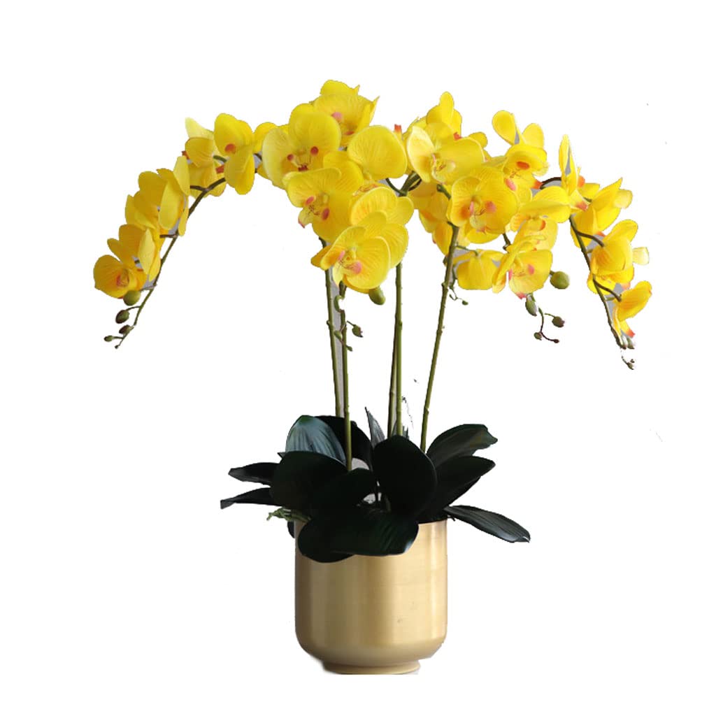 MYUYEE Artificial Flowers For Decoration Diy Artificial Butterfly Orchid Flower With Ceramic Vase Phalaenopsis Artificial Flower Arrangment Wedding Party Artificial Flowers Plan