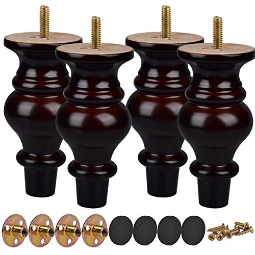 TCHOSUZ 6 inch / 14cm Wooden Furniture Legs
