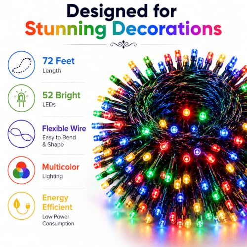 Image of Quace 72 Feet Multicolor LED Fairy String Lights, Flexible Wire, Decorative Lights for Home, Diwali, Christmas, Wedding, Party, Balcony & Outdoor Decoration, Pack of 1