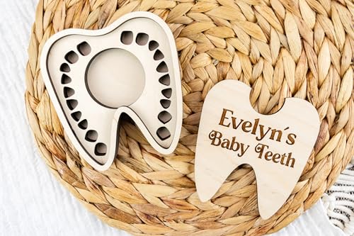 Handmade Personalized Baby Tooth Keepsake Box, Tooth Storage Box for Kid's Teeth, First Lost Tooth Holder, Tooth Fairy Box