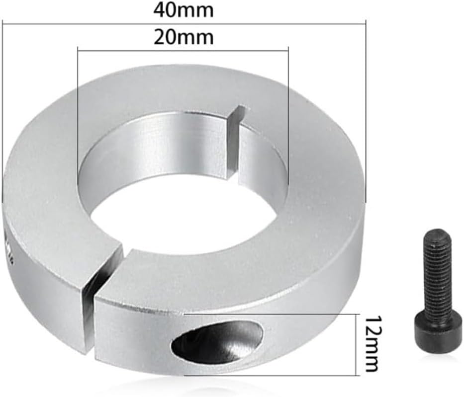 6 Pcs Adjusting Rings 20mm Inner Diameter, Aluminum Alloy Shaft Collars with M5 Set Screws Secure Positioning Handcarts, Karts and Pedal Cars, Silver
