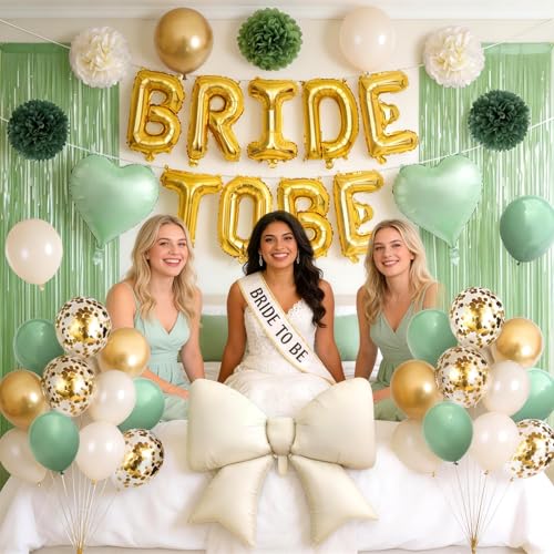 Image of Sage Green Bachelorette Party Decorations,Bride To Be Bridal Shower Balloon