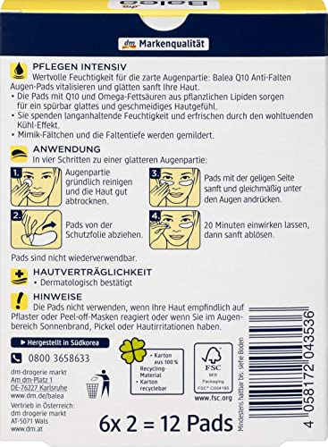 Balea Q10 cuscinetti antirughe per occhi, 1 x 12