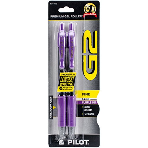 Pilot G2 Bolígrafo Gel Retráctil Extra Fino Púrpura 2 Unidades miniatura 1