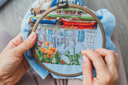 Image of Aida Cloth 14 Count Cross Stitch Fabric,19x28inch (14CT, Sky Blue)