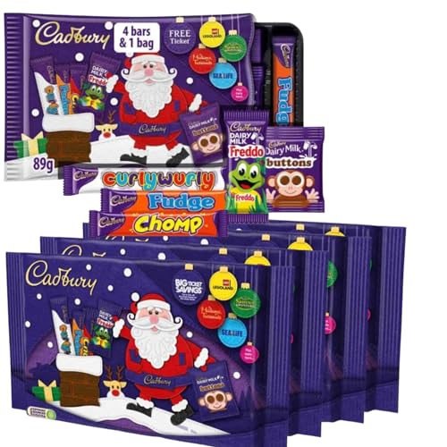 Selection Box Christmas Chocolate - 4 Cadbury Chocolate Christmas Selection Boxes, Kids Chocolate Selection Box, Chocolate Stocking Filler For Kids, Cadburys Dairy Milk, Chocolate Selection Boxes Bulk