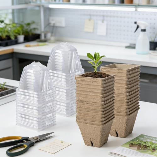 Macetas de siembra con cúpula contra la sequedad: vasos con orificios de drenaje 4