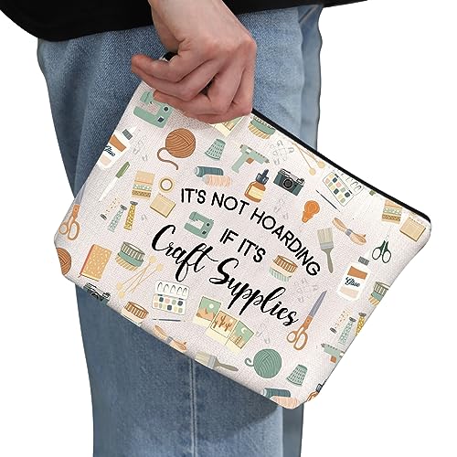 G2TUP Crafter Gift It's Not Hoarding If It's Craft Supplies Makeup Bag Crafting Lover Cosmetic Bag Sewing Lover Gift (Craft Supplies MB)2