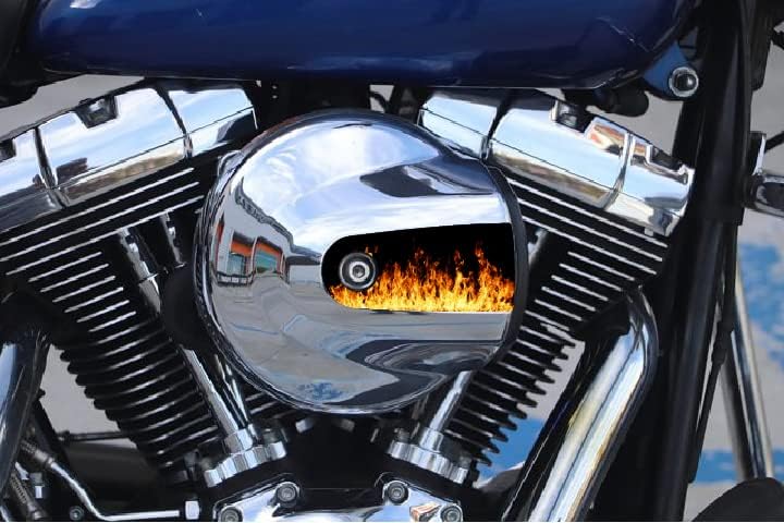 Miniatura 2 de Kustom Cycle Parts - Funda para filtro de aire de llamasfuego. Sustituye a Stock Harley Davidson Twin Cam  103 Insert. Fabricado con orgullo en los