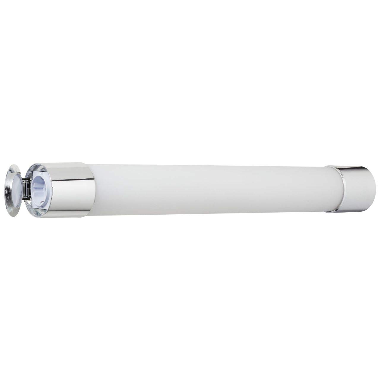 BRILLIANT Lampe Horace LED Wandleuchte Steckdose weiß/chrom | 1x 10W LED integriert, (1300lm, 4000K) | IP-Schutzart: 54 - spritzwassergeschützt