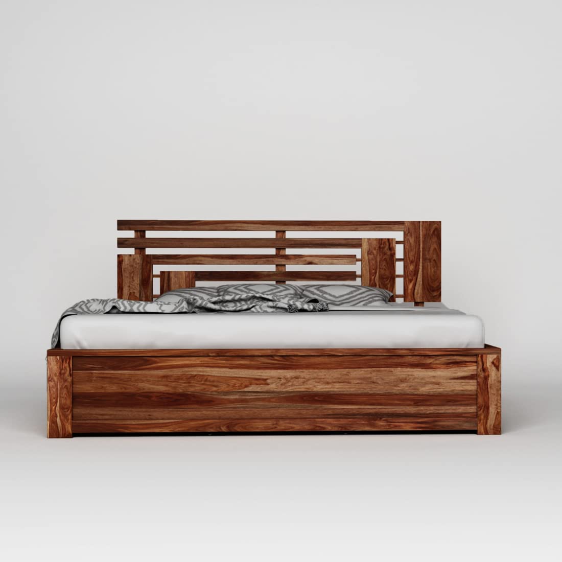 RJKART Sheesham Wood King Size Beldon Bed with Drawers Storage Wooden Palang Double Bed Furniture for Bedroom Living Room Home Hotel (Brown Finish)