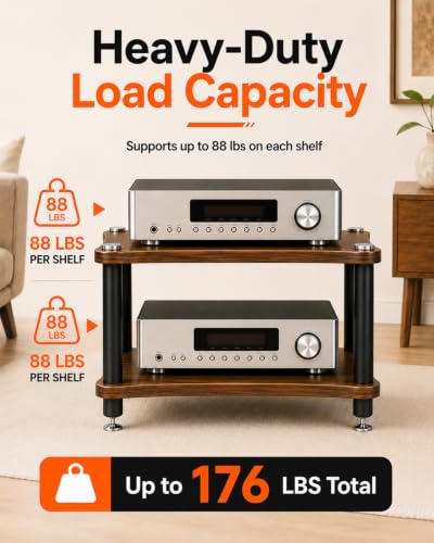 Soporte multimedia AV resistente y estante de componentes de audio con gran espacio para el hogar 7