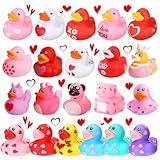 21 Pcs Valentine’s Day Gift Rubber Ducks for Toddler Kids Adult Valentine Ducks Bath Toys Classroom Exchange Prizes Giveaways Valentine Party Favors Toys