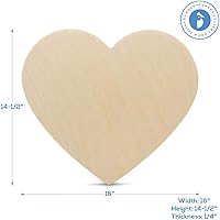 Vista 2 de Corazones de madera para manualidades, corazones de madera de 16 pulgadas, 1/4 de pulgada de grosor, paquete de 1 corazón de madera sin terminar