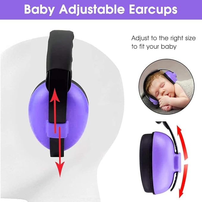 Aqify Baby Ear Protection Ear Muffs, Nois- Cancelling Headphones For Kids Use For Babies in Airplane, Concerts, Theater, Fireworks For Sleep (Purple) 2