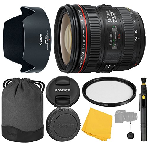 Canon EF 24-70mm f/4.0L IS USM Lens + UV Filter + Collapsible Rubber Lens Hood + Lens Cleaning Pen + - //coolthings.us