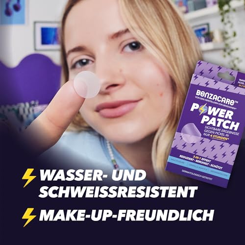 BENZACARE Anti-Pickel Power Patches, 36 Stück, Reduziert Pickel in 4 Stunden, Unischtbare Patches mit Salicylsäure und Centella, Reduziert & schützt Pickel und lindert Rötungen und Entzündungen