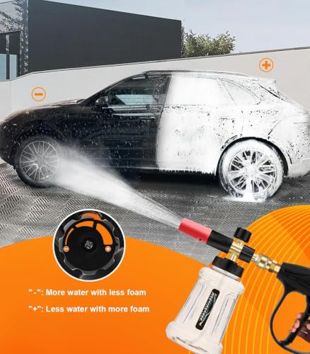 Image of 1L Wide Mouth Foam Cannon for Pressure Washer | Foam Sprayer with 1 /4 Inch Quick Connector, Adjustable Soap Cannon for Car Wash, Additional 1.1mm Orifice Nozzle