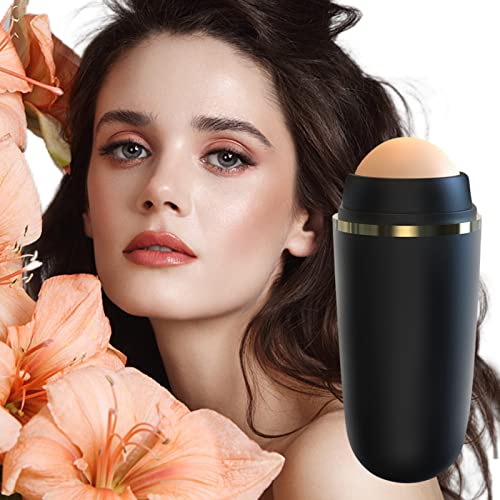 FUWE Rodillo Frontal Absorbente de Aceite | Rodillo de Piedra volcánica portátil con Llavero - Maquillaje Facial, Herramienta para el Cuidado de la Piel Facial para Masaje Facial