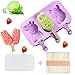 Eisformen Silikon, 3 Zellen Silikon EIS am Stiel Formen, mit 50 Holzstielen, Eisförmchen wiederverwendbar, Eisformen BPA Frei für Kuchenform Dessertform DIY Frozen Dessert (Bär+Schwein+Hase)