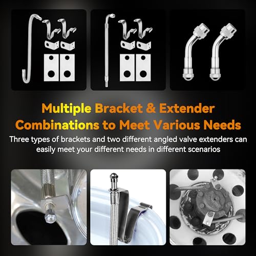 RVZONE Stainless Dually Valve Stem Extenders Kit