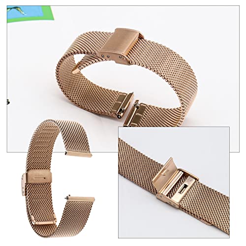 Watch Strap Replacement Compatible with Garmin Vivoactive 4S / Vivomove 3S / Venu 2S Adjustable Watch Band Metal Wrist Strap 135mm-210mm Rose Gold - Image 4