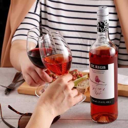 Image of ST. REGIS Non-Alcoholic Shiraz Rose 25.4 Fl Oz (1 Pack) - Low Calorie and Sugar - Raspberry Pink Fruity Rich Flavor from North of Spain - Paleo Diet
