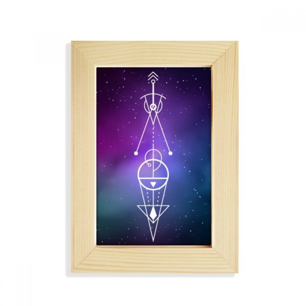 Marco de madera 5x7 pulgadas premium con pintura geométrica de tótem universo alienígena