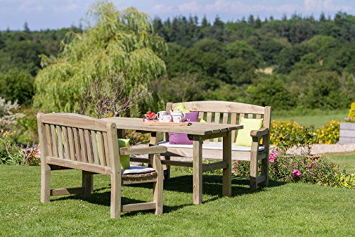 Image of Zest4Leisure Emily Garden Dining Table and 2 Bench Set - FSC Certified Pressure Treated Wood