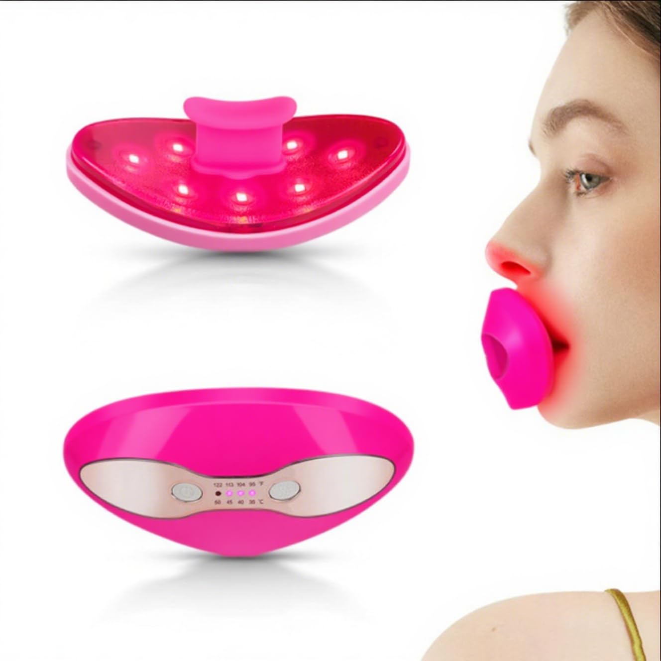Esaltatore labbra elettrico ricaricabile tramite USB, con aspirazione rimpolpante naturale, da 35 °C a 50 °C, 4 livelli di temperatura regolabili, per labbra lisce, rimpolpano le labbra e riducono le