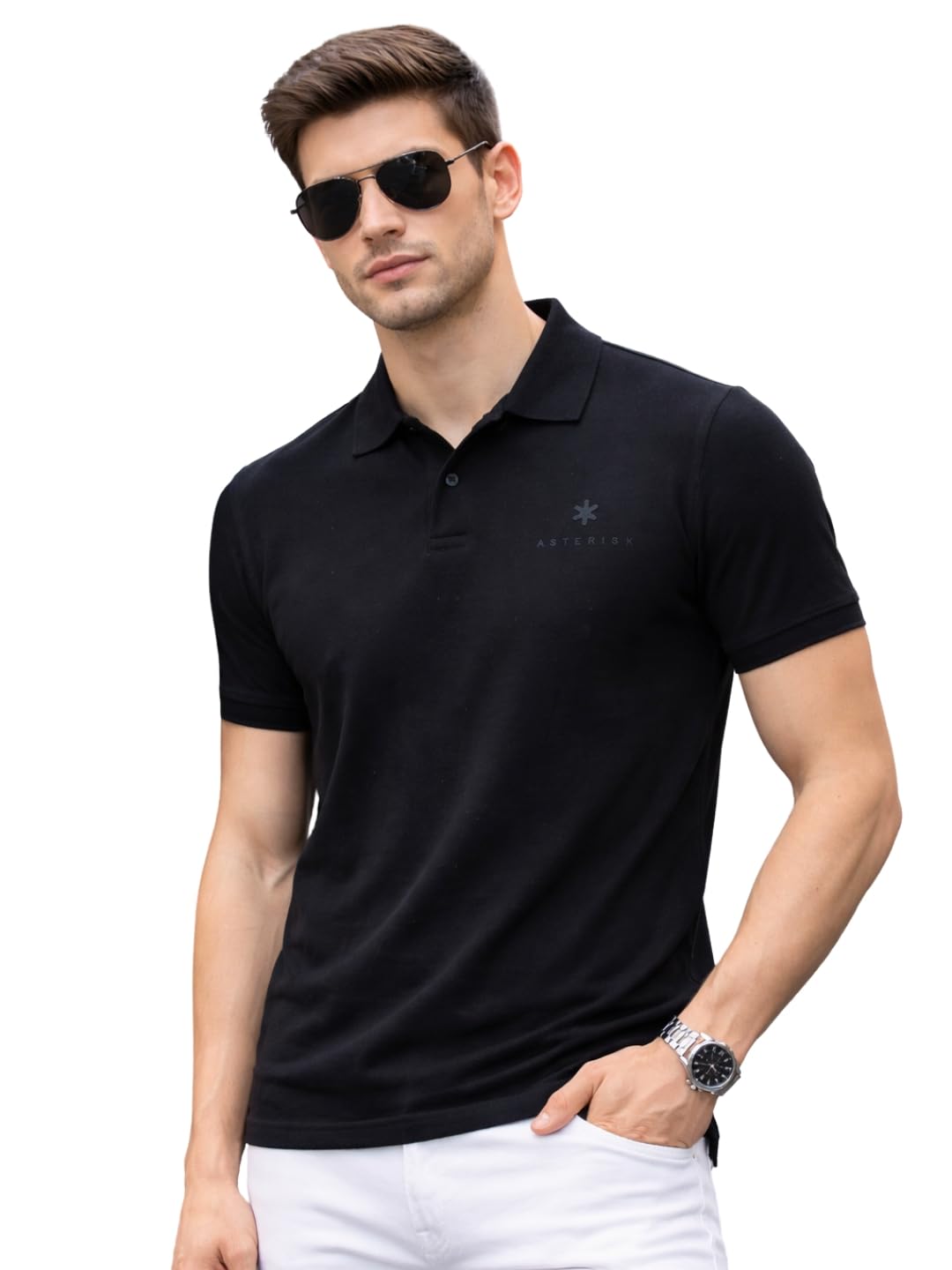 asterisk Men’s Pure Cotton Polo T-Shirt | Regular Fit |Stylish Casual Wear-picture-5