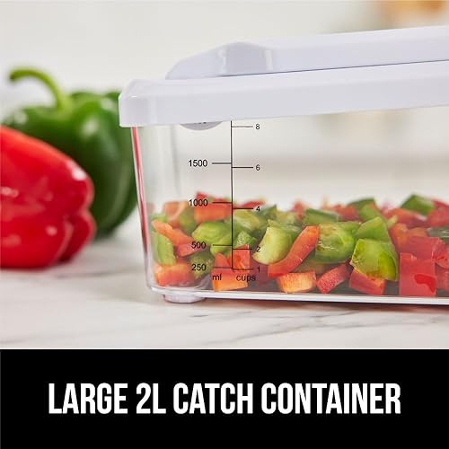 Miniatura 8 de GORILLA GRIP Picador de verduras 12 en 1 resistente, 6 cuchillas, picadores de alimentos con recipiente, cortador de mandolina de pepino, cebollas