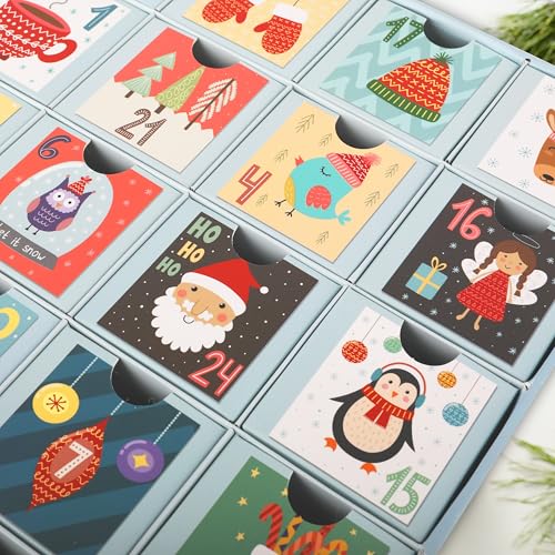 Adventskalender zum Selbst Befüllen – 24 wiederverwendbare Boxen (6x6x6 cm), Kalender DIY, ideal für Kinder & Erwachsene, Freund und Freundin – in Blau für kreative Advent & Nikolaus-Geschenke