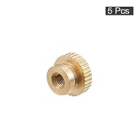 Vista 3 de uxcell Tuercas moleteadas para pulgar, 5 tuercas moleteadas de latón M3 x D10mm x H8mm con collar de cabeza alta con agujero ciego moleteado