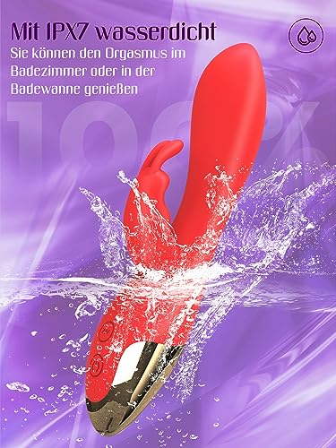 Vibratoren für Sie Klitoris und G-punkt Vibrator Sexspielzeug Leise, 2 in 1 Erotik Sex Spielzeug für die Frau Extrem Sex Toys, Vibration für frauen und Paare mit 9 Vibrationsmodi Dunkelrot Anal Dildo – Bild 6