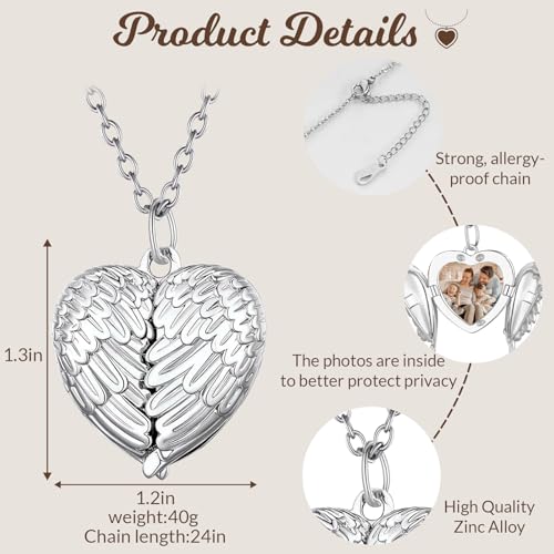 HJX Custom Locket Necklace with Photo,Personalized Heart Locket Necklace with Picture Inside Customize Gifts for Women4