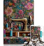 Puzzle 1000 Teile für Erwachsene Antike Nähmaschine Puzzle für Erwachsene Stressabbau schwierige Herausforderung geeignet als Schreibtischdekoration 26x38cm