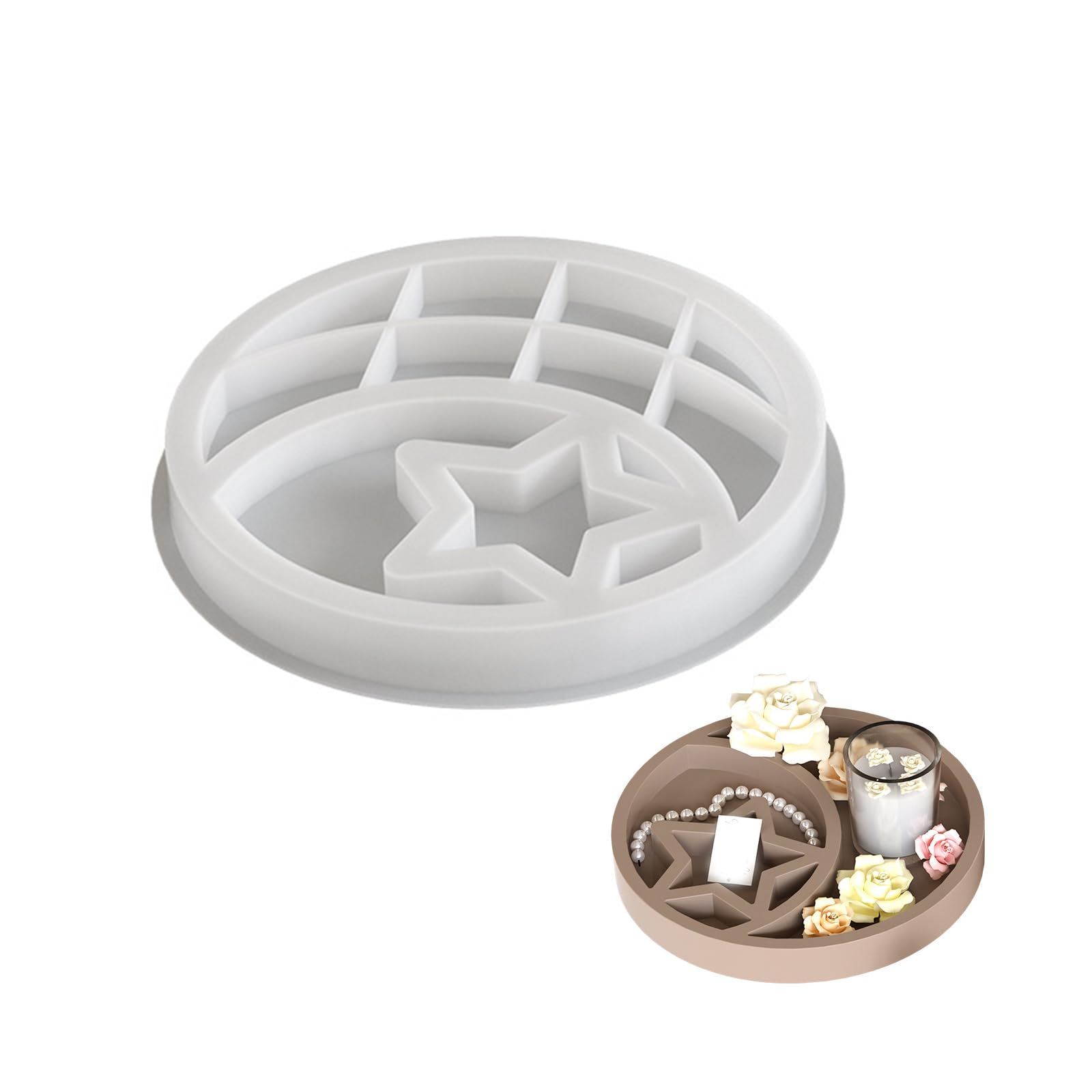 NEWFT Sturdy Flexible Silicone Round Tray Mould Home Accessory for Easy Craft Projects and Artistics Creation Daily Use
