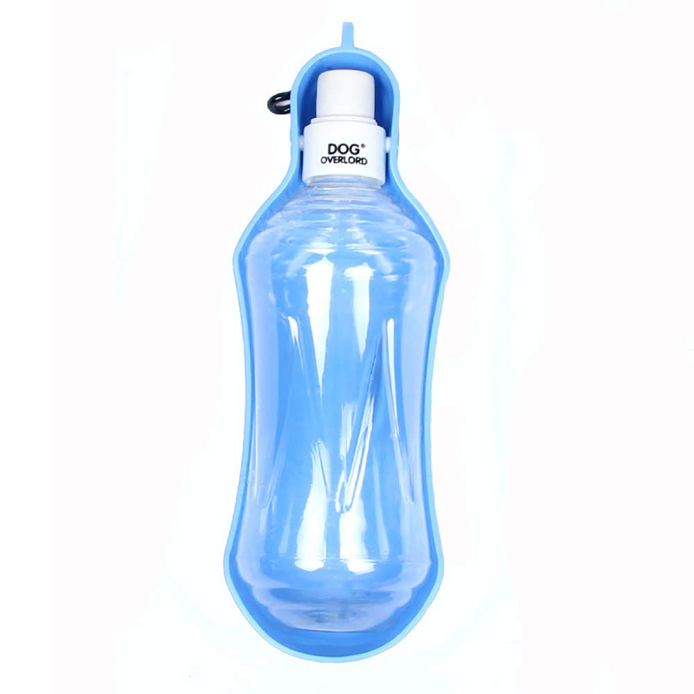 Pet Water Bottle Portable Dog Water Feeder Traveling Bottle with Sink Bowl &Hook for Dog, Cat,Rabbit(Blue,500ml)