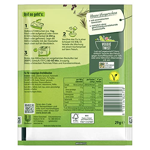 Knorr Fix Würzmischung Knuspriges Brathähnchen für ein leckeres Fleischgericht mit natürlichen Zutaten 28 x 29 g
