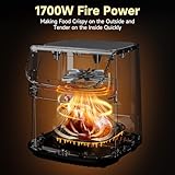 Kitchen Elite Air Fryer Oven with Stainless Steel, 9.5QT Large Airfryer, 9 1-Touch Cooking Presets, 400°F Temp, Large Window, Nonstick, Panel Tilt Friendly, Bake, Roast, Reheat, Dehydrate, 1700W