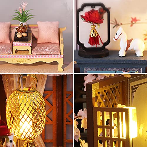 DIY Miniatur-Puppenhaus Kit Chinesische Puppenhaus Kit Puppenhaus Modell Holzmöbel für Valentinstag Kreative Geschenke… – Bild 3