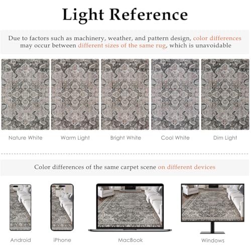 2x5 Washable Black Grey Vintage Runner Rug for Kitchen Hallway Non-Slip Low Pile Carpet Traditional Retro Distressed Accent Vacuumable Throw Rug for Entryway Bedroom Indoor
