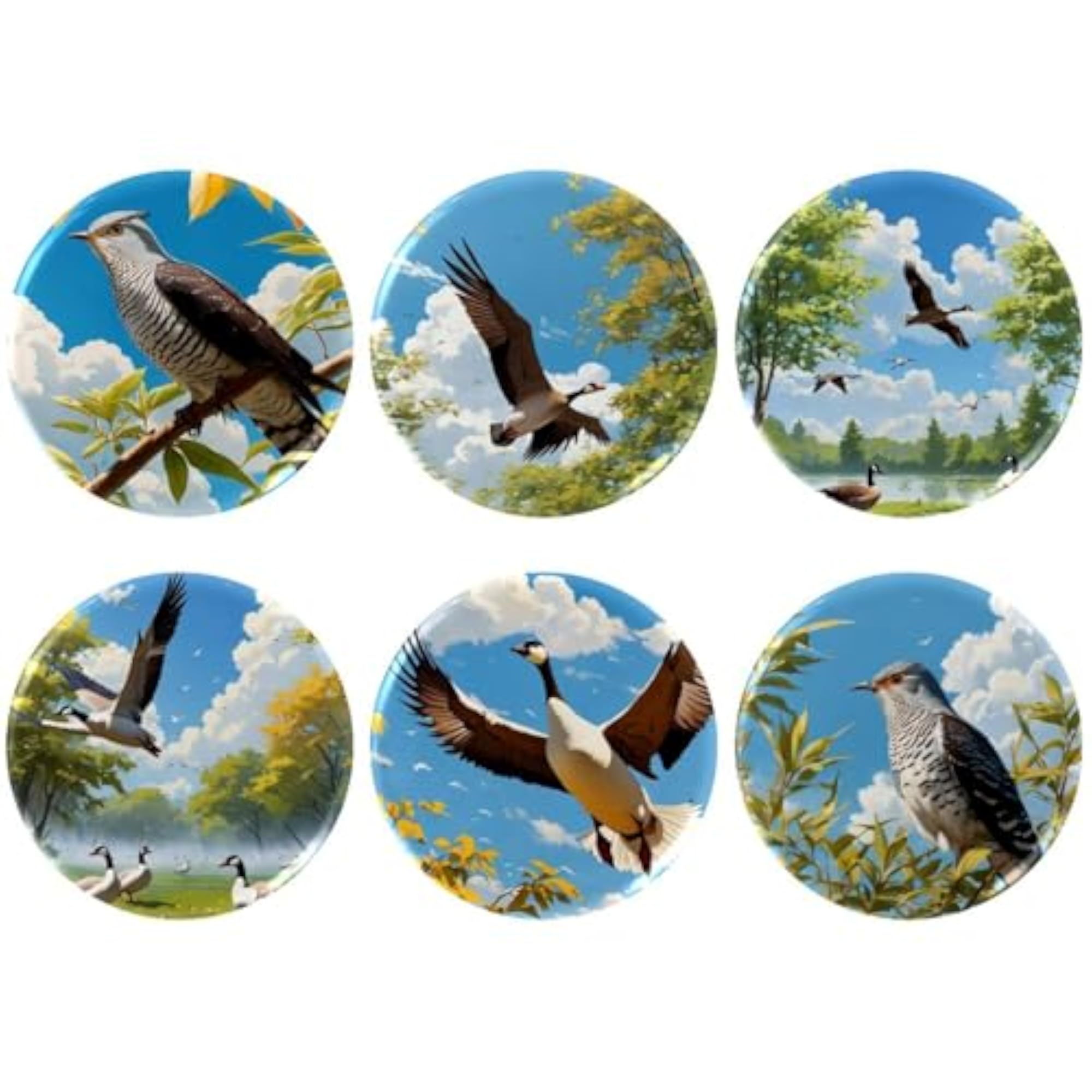 Kids' 6-Pack Cute Wild Geese Button Pins, Fashionable Brooches